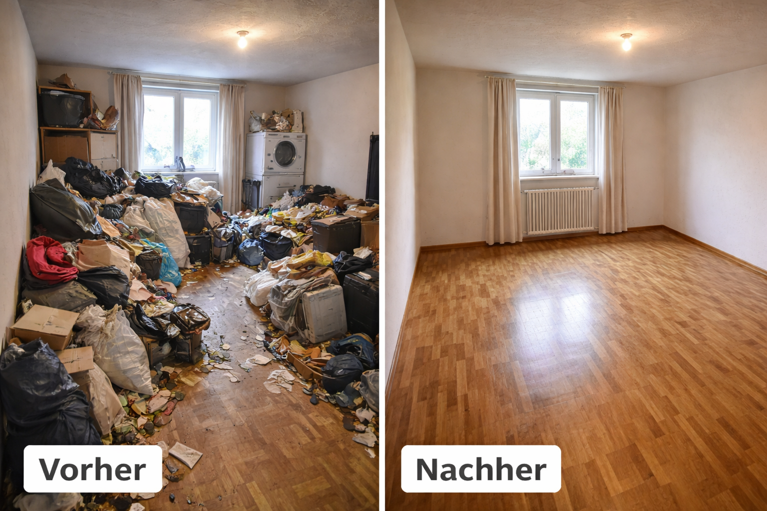 Wohnung vor und nach Haushaltsauflösung